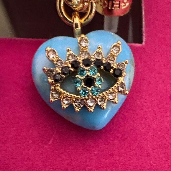 Kurt Geiger Evil Eye Turquoise Heart Earrings - Picture 3 of 4